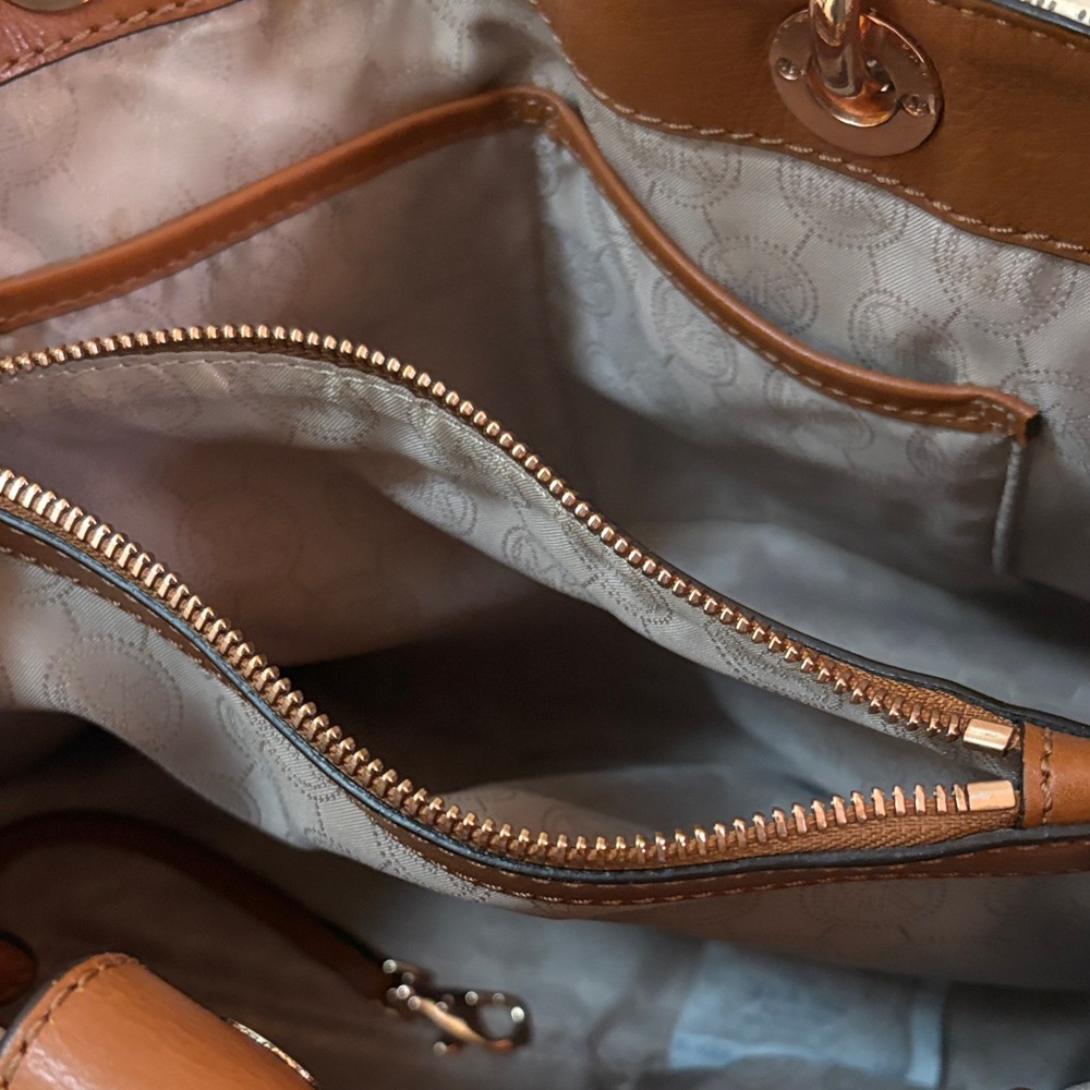 Michael Kors Cream and Brown MK Shoulder Bag - Picture 8 of 15